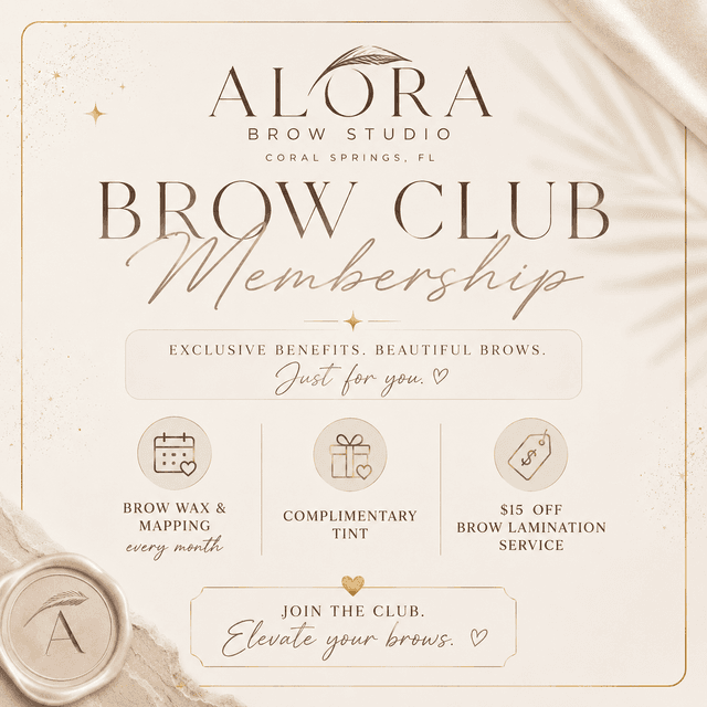 ✨ ALORA Brow Club Membership at ALORA Beauty Studio in Coral Springs, FL